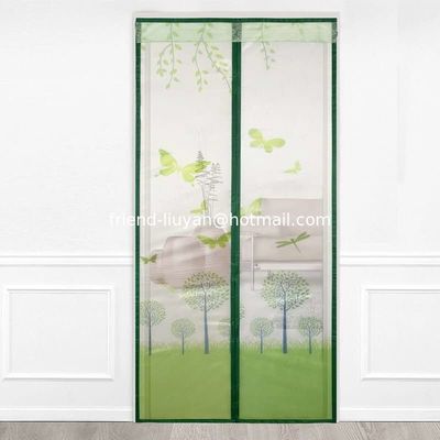 Mosquito Net For Door Curtain, Rectangle Magnetic Door Screen,Printed Easy Fit Door Curtain